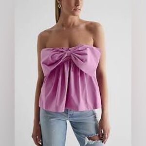 Express purple bow front peplum tube top Size Medium